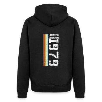 Limited Edition Retro 1979 - Unisex Premium Bio Zip Hoodie - Schwarz - Hinten - Nico (187cm)