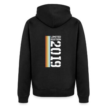 Limited Edition Retro 2019 - Unisex Premium Bio Zip Hoodie - Schwarz - Hinten - Nico (187cm)