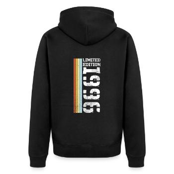Limited Edition Retro 1996 - Unisex Premium Bio Zip Hoodie - Schwarz - Hinten - Nico (187cm)
