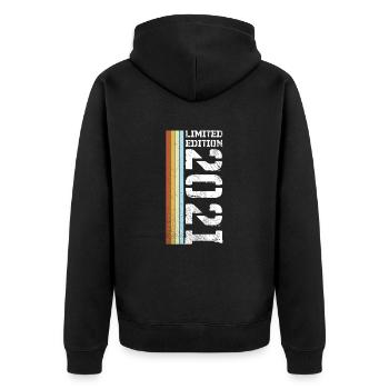 Limited Edition Retro 2021 - Unisex Premium Bio Zip Hoodie - Schwarz - Hinten - Nico (187cm)