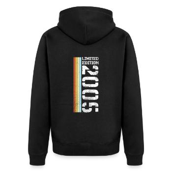 Limited Edition Retro 2005 - Unisex Premium Organic Zip Hoodie - black - Back - Nico (187cm)