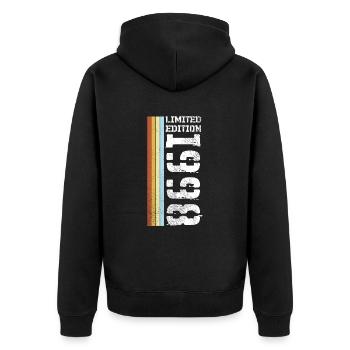 Limited Edition Retro 1998 - Unisex Premium Organic Zip Hoodie - black - Back - Nico (187cm)