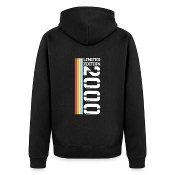 Limited Edition Retro 2000 - Unisex Premium Bio Zip Hoodie - Schwarz - Hinten - Nico (187cm)