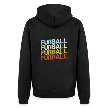 Fußball Retro - Unisex Premium Bio Zip Hoodie - Schwarz - Hinten - Nico (187cm)