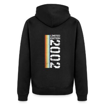 Limited Edition Retro 2002 - Unisex Premium Bio Zip Hoodie - Schwarz - Hinten - Nico (187cm)