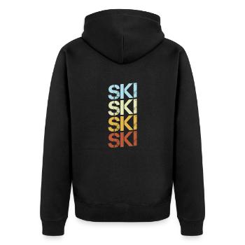 Ski Retro - Unisex Premium Bio Zip Hoodie - Schwarz - Hinten - Nico (187cm)