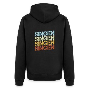 Singen Retro - Unisex Premium Bio Zip Hoodie - Schwarz - Hinten - Nico (187cm)