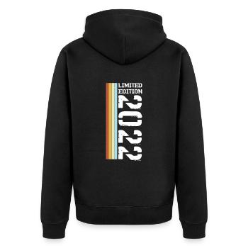 Limited Edition Retro 2022 - Unisex Premium Bio Zip Hoodie - Schwarz - Hinten - Nico (187cm)