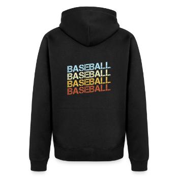 Baseball Retro - Unisex Premium Bio Zip Hoodie - Schwarz - Hinten - Nico (187cm)