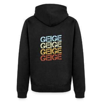 Geige Retro - Unisex Premium Bio Zip Hoodie - Schwarz - Hinten - Nico (187cm)