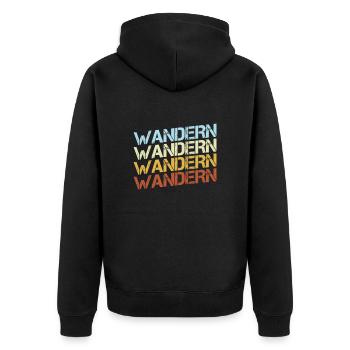 Wandern Retro - Unisex Premium Bio Zip Hoodie - Schwarz - Hinten - Nico (187cm)
