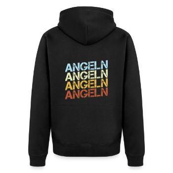 Angeln Retro - Unisex Premium Bio Zip Hoodie - Schwarz - Hinten - Nico (187cm)