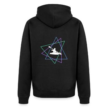 Kanu - Unisex Premium Bio Zip Hoodie - Schwarz - Hinten - Nico (187cm)