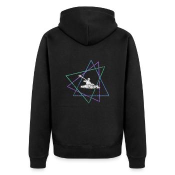 Kanu - Unisex Premium Bio Zip Hoodie - Schwarz - Hinten - Nico (187cm)
