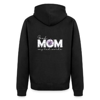Bonne maman dit de mauvais mots Maman Fête des mères - Veste à capuche bio Premium Unisexe - noir - Dos - Nico (187cm)