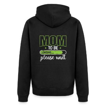 Mom to be Loading please wait Muttertag - Unisex Premium Bio Zip Hoodie - Schwarz - Hinten - Nico (187cm)