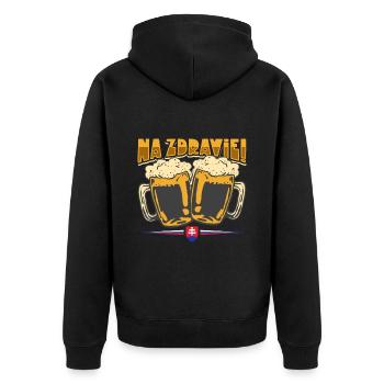 Na Zdravi - Slowakei Trinkspruch - Unisex Premium Bio Zip Hoodie - Schwarz - Hinten - Nico (187cm)