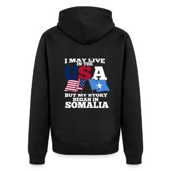 Somalia - Unisex Premium Bio Zip Hoodie - Schwarz - Hinten - Nico (187cm)