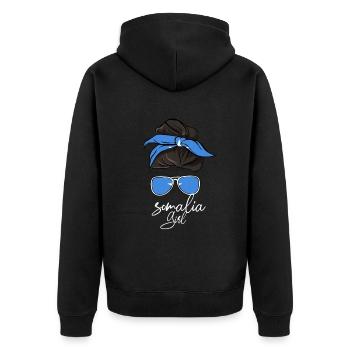 Somalia - Unisex Premium Bio Zip Hoodie - Schwarz - Hinten - Nico (187cm)