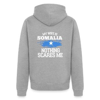 Somalie - Veste à capuche bio Premium Unisexe - gris chiné - Dos - Nico (187cm)