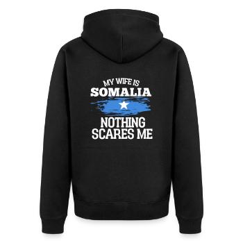 Somalia - Unisex Premium Bio Zip Hoodie - Schwarz - Hinten - Nico (187cm)