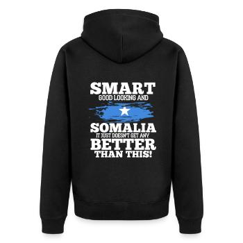 Somalia - Unisex Premium Bio Zip Hoodie - Schwarz - Hinten - Nico (187cm)