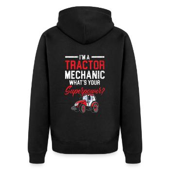 Traktormechaniker Ackerschlepper Reparatur Mechanisch - Unisex Premium Bio Zip Hoodie - Schwarz - Hinten - Nico (187cm)