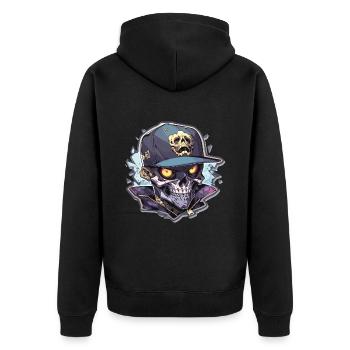 Totenkopf - Unisex Premium Bio Zip Hoodie - Schwarz - Hinten - Nico (187cm)