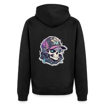 Totenkopf - Unisex Premium Bio Zip Hoodie - Schwarz - Hinten - Nico (187cm)