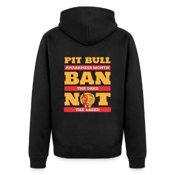 Pitbull Awareness Pitbull Ban - Unisex Premium Organic Zip Hoodie - black - Back - Nico (187cm)