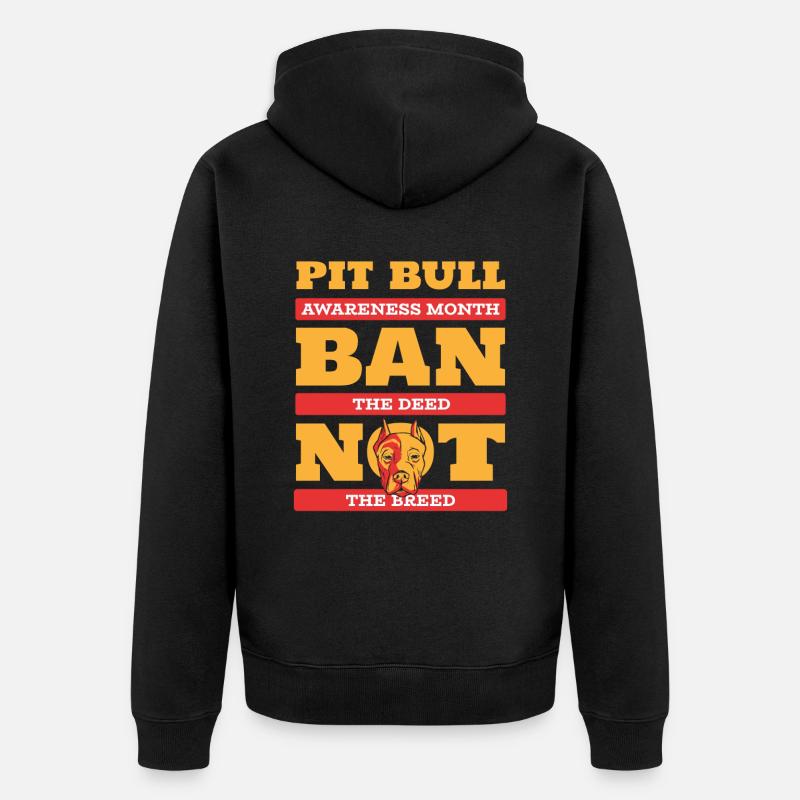 Pitbull Bewusstsein Pitbull Verbot - Unisex Premium Bio Zip Hoodie - Schwarz