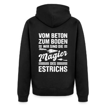 Estrich Legen Für Estrichleger Estrichbauer Handwe - Unisex Premium Bio Zip Hoodie - Schwarz - Hinten - Nico (187cm)