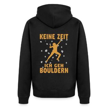 Boulder Bouldern Klettern Boulderer Bouldering - Unisex Premium Bio Zip Hoodie - Schwarz - Hinten - Nico (187cm)