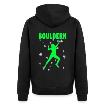 Bouldering Bouldering Climbing Boulderer Bouldering - Unisex Premium Organic Zip Hoodie - black - Back - Nico (187cm)