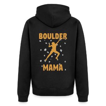 Bouldern Mama Boulder Mutti Boulderer Muttertag - Unisex Premium Bio Zip Hoodie - Schwarz - Hinten - Nico (187cm)