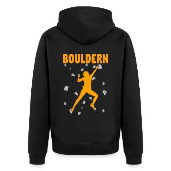 Bouldering Bouldering Climbing Boulderer Bouldering - Unisex Premium Organic Zip Hoodie - black - Back - Nico (187cm)