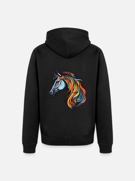Pferd Portrait - Unisex Premium Bio Zip Hoodie - Schwarz