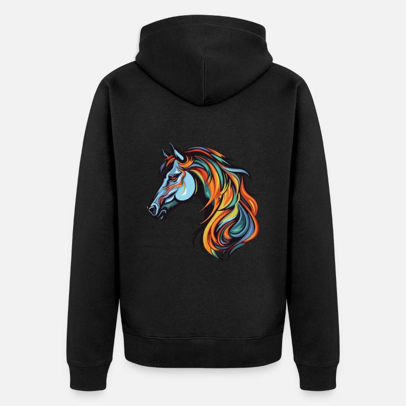 Portrait de cheval - Veste à capuche bio Premium Unisexe - noir
