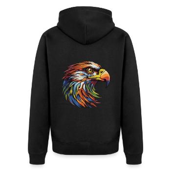 Adler Portrait - Unisex Premium Bio Zip Hoodie - Schwarz - Hinten - Nico (187cm)