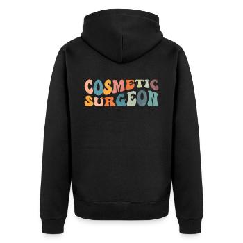 Groovy Kosmetischer Chirurg Plastischer Chirurg - Unisex Premium Bio Zip Hoodie - Schwarz - Hinten - Nico (187cm)