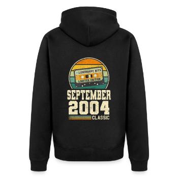 19th Birthday September Vintage 2004 Vintage - Unisex Premium Organic Zip Hoodie - black - Back - Nico (187cm)