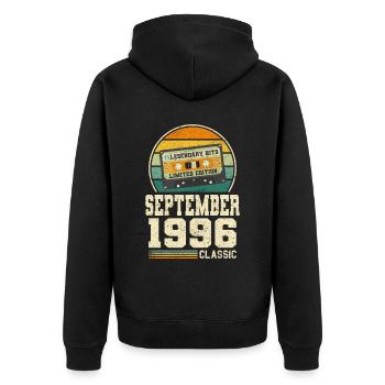 27th Birthday September Vintage 1996 Vintage - Unisex Premium Organic Zip Hoodie - black - Back - Nico (187cm)