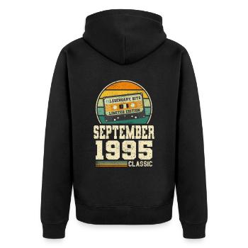 28th Birthday September Vintage 1995 Vintage - Unisex Premium Organic Zip Hoodie - black - Back - Nico (187cm)