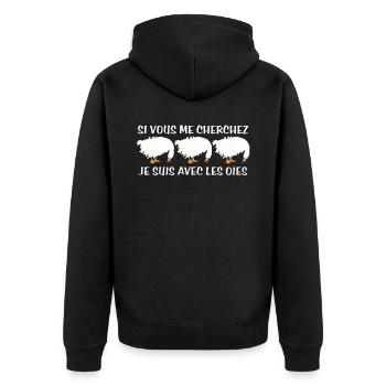 Cadeau agriculteur éleveur de oies - Veste à capuche bio Premium Unisexe - noir - Dos - Nico (187cm)