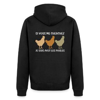 Cadeau agriculteur éleveur de poules - Veste à capuche bio Premium Unisexe - noir - Dos - Nico (187cm)