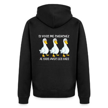 Cadeau agriculteur éleveur de oies - Veste à capuche bio Premium Unisexe - noir - Dos - Nico (187cm)
