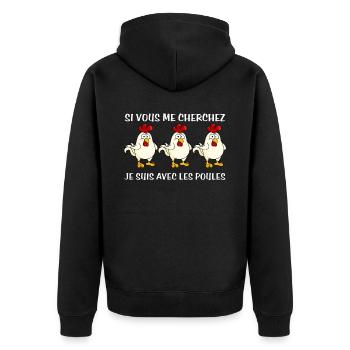 Cadeau agriculteur éleveur de poules - Veste à capuche bio Premium Unisexe - noir - Dos - Nico (187cm)