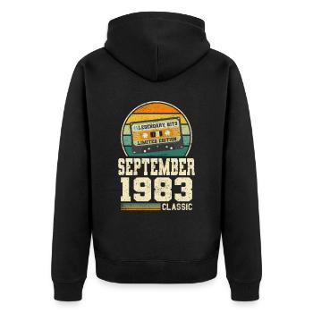 40th Birthday September Vintage 1983 Vintage - Unisex Premium Organic Zip Hoodie - black - Back - Nico (187cm)