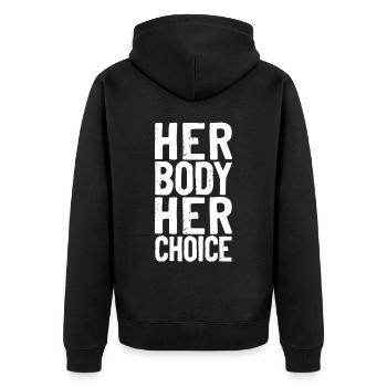 Feminist Her Body Her Choice - Unisex Premium Organic Zip Hoodie - black - Back - Nico (187cm)