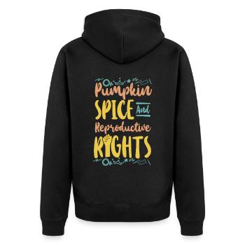 Feminist Pumpkin Spice & - Unisex Premium Organic Zip Hoodie - black - Back - Nico (187cm)